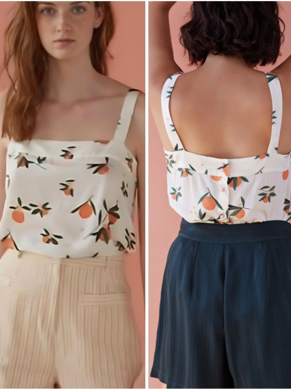 Des Petits Hauts Citrus Print Textured Cami Top